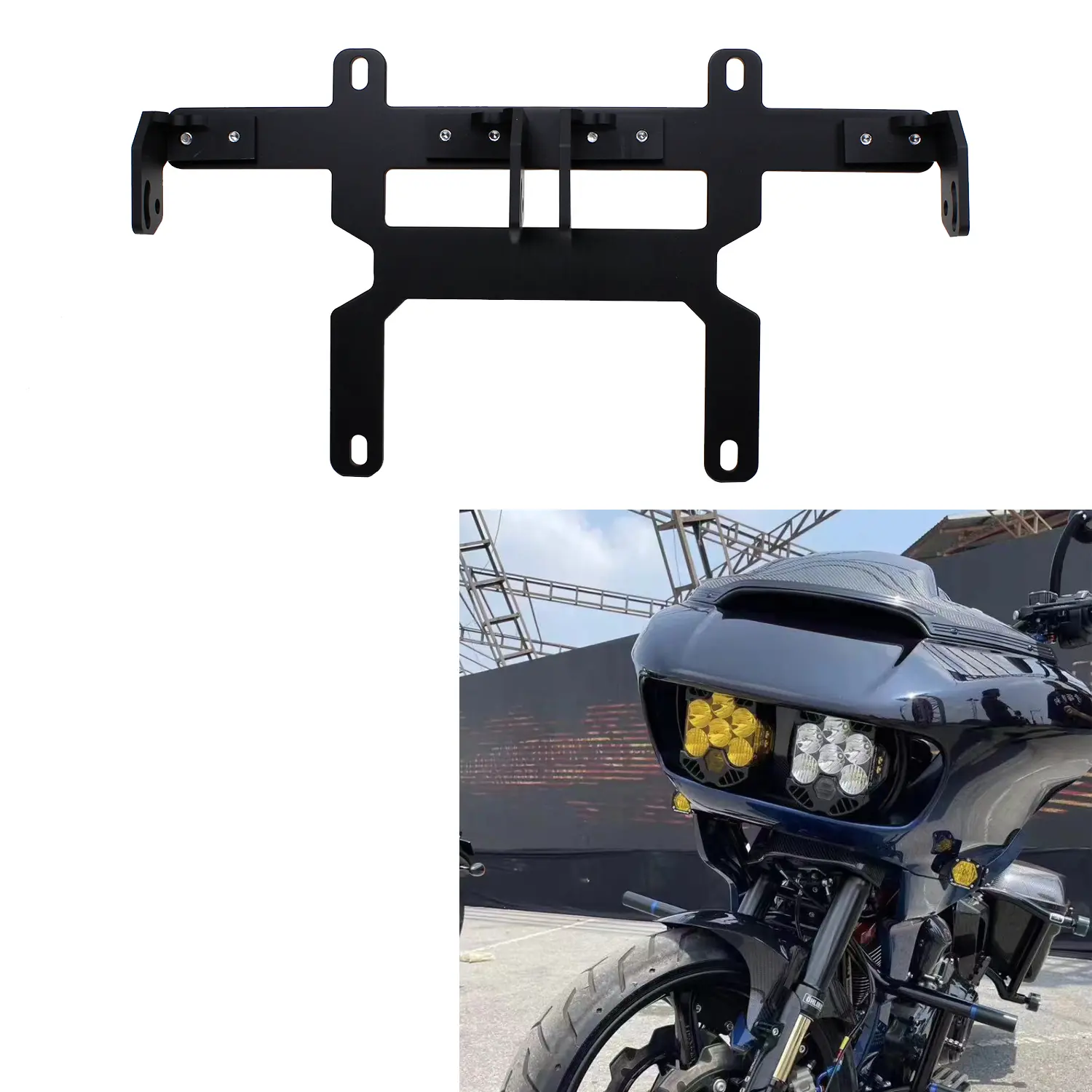 BAJA LP6 LED Headlight Mount Bracket for Harley 2015-23 Touring Road Glide FLTRX - Image 2
