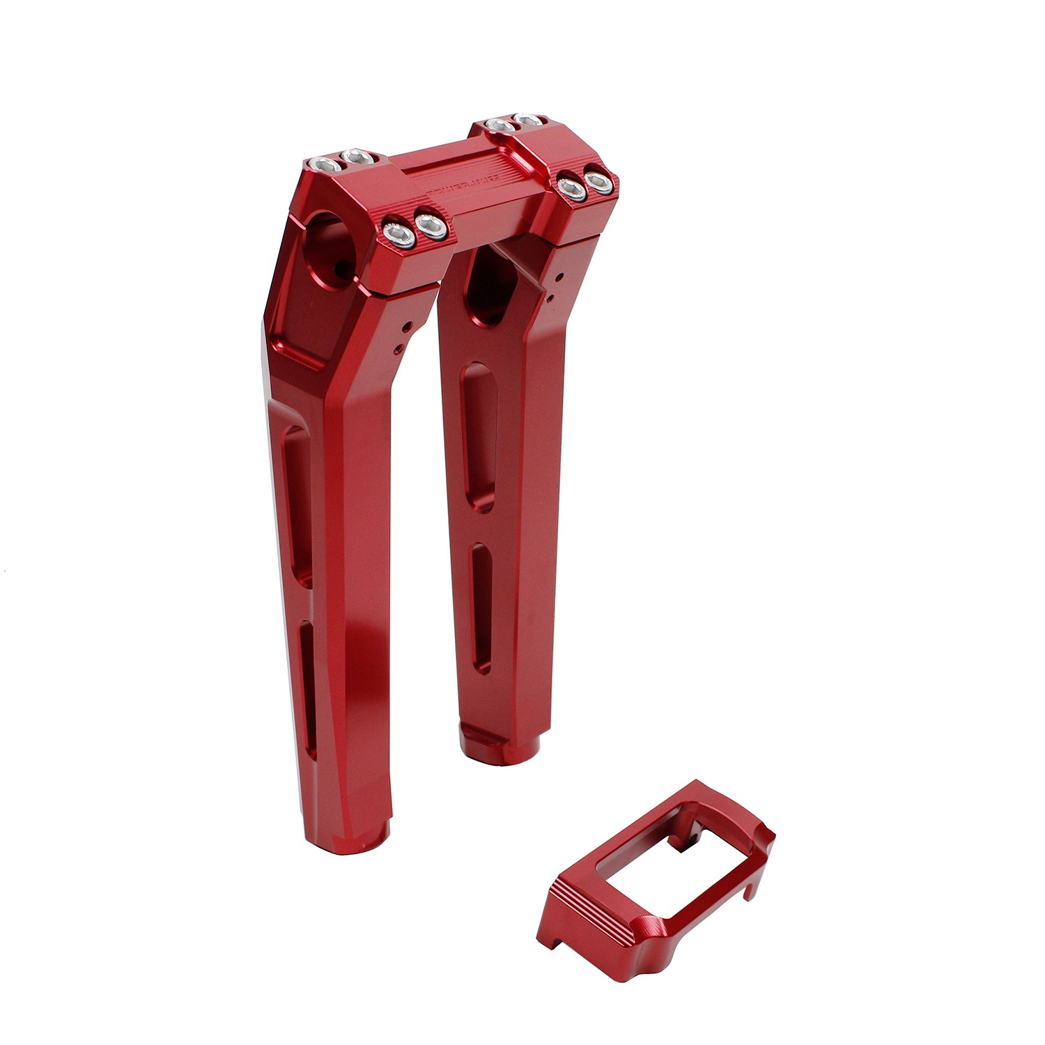 Red 10" Tall Pullback Handlebar Risers Kit for Harley Softail Dyna Road King - Image 6