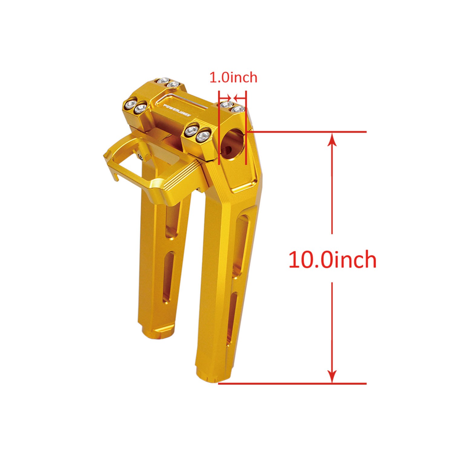 Gold 10" Tall Pullback Handlebar Risers Kit for Harley Softail Dyna Road King - Image 2