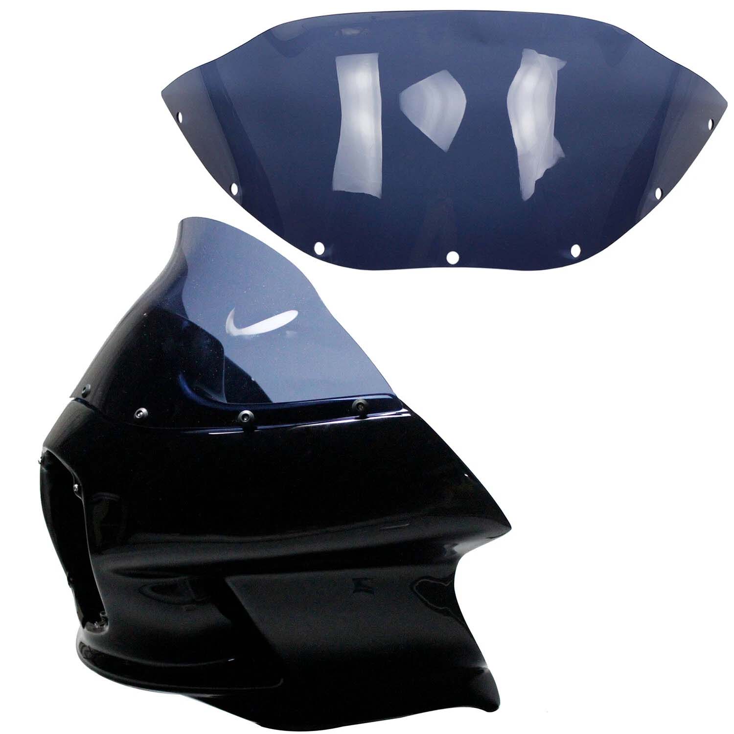 Black Blue 8.0" FXRT Headlight Outer Fairing Windshield for Harley Dyna Softail FLHR