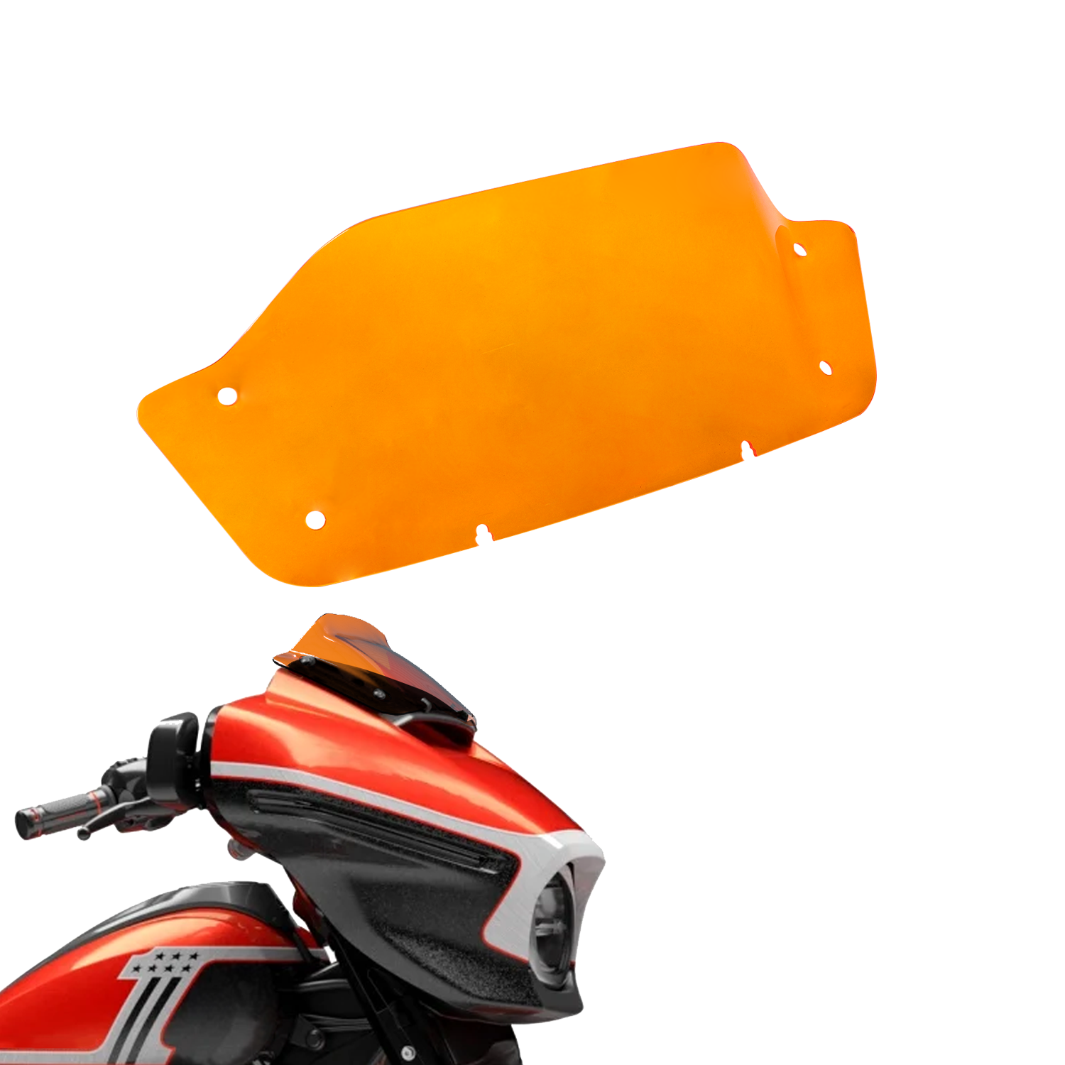 Orange 8.0" Outer Fairing Windshield for Harley 2023-2024 Touring Street Glide FLHX