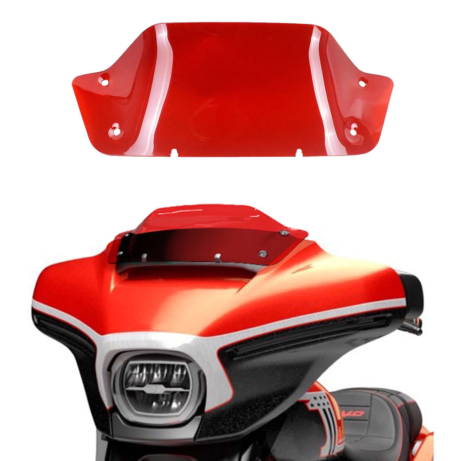 Red 8.0" Outer Fairing Windshield for Harley 2023-2024 Touring Street Glide FLHX