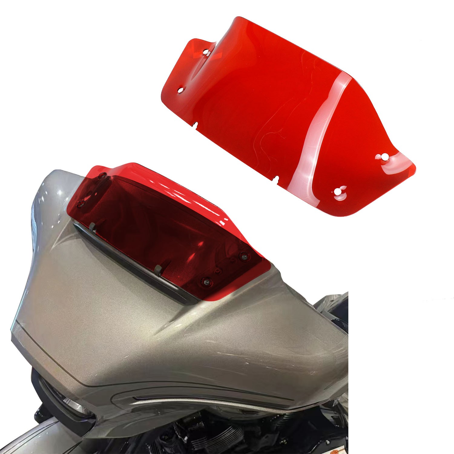 Red 8.0" Outer Fairing Windshield for Harley 2023-2024 Touring Street Glide FLHX - Image 3