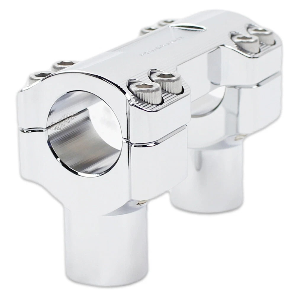 CNC-Cut Chrome Aluminum 1.25" Handlebars Risers Kits for Harley Softail,Dyna, Road King - Image 4