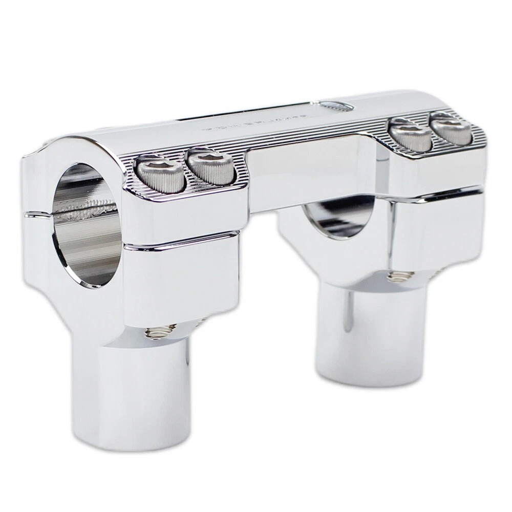 CNC-Cut Chrome Aluminum 1.25" Handlebars Risers Kits for Harley Softail,Dyna, Road King - Image 2