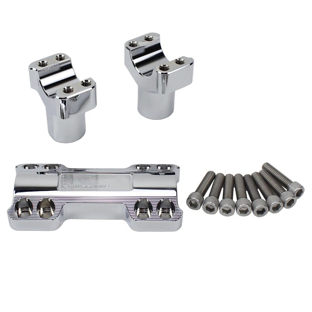 CNC-Cut Chrome Aluminum 1.25" Handlebars Risers Kits for Harley Softail,Dyna, Road King - Image 5