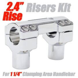 CNC-Cut Chrome Aluminum 1.25″ Handlebars Risers Kits for Harley Softail,Dyna, Road King