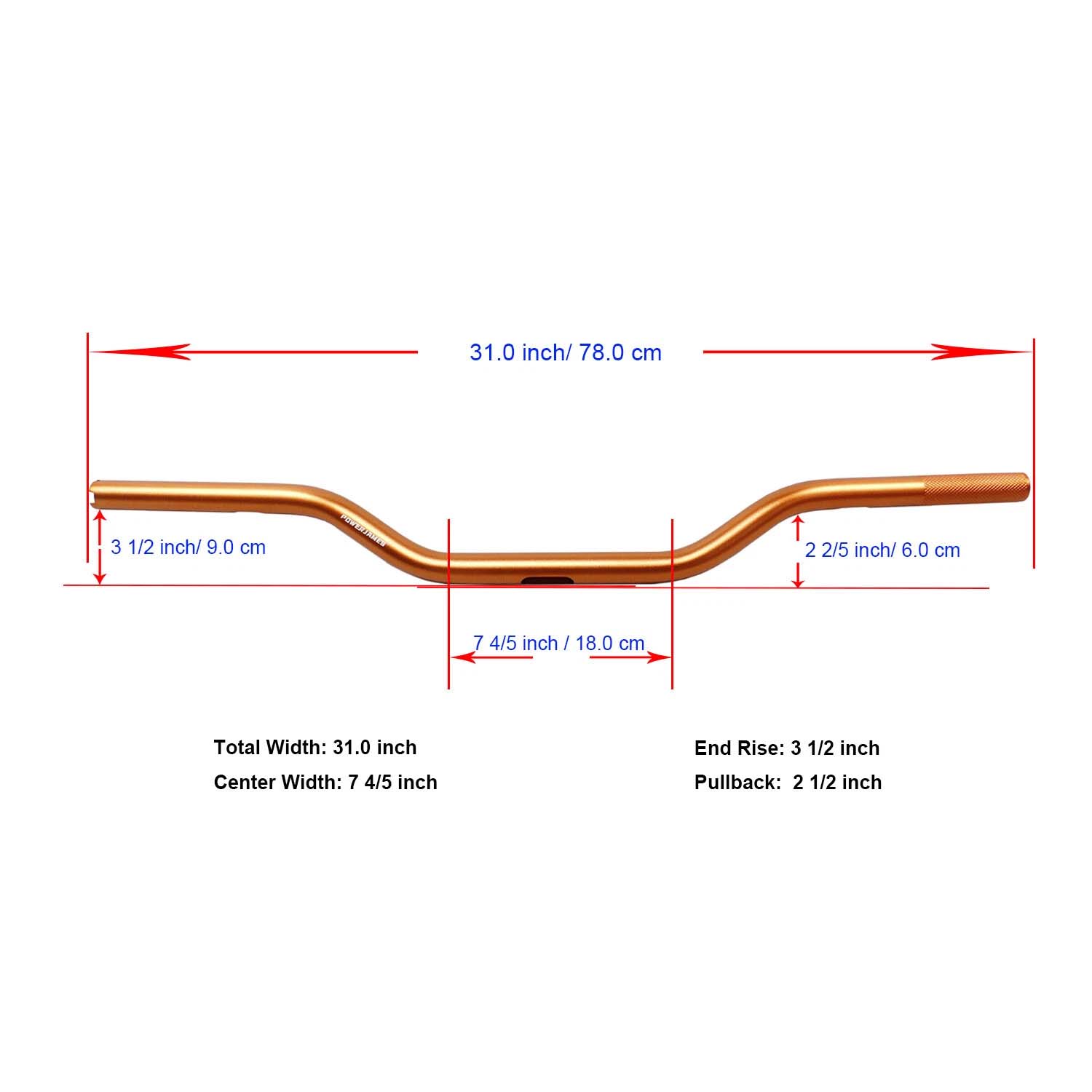Orange Aluminum 1.0" Straight Handlebar for Harley Super Glide Low Rider ST Street Bob FLHR