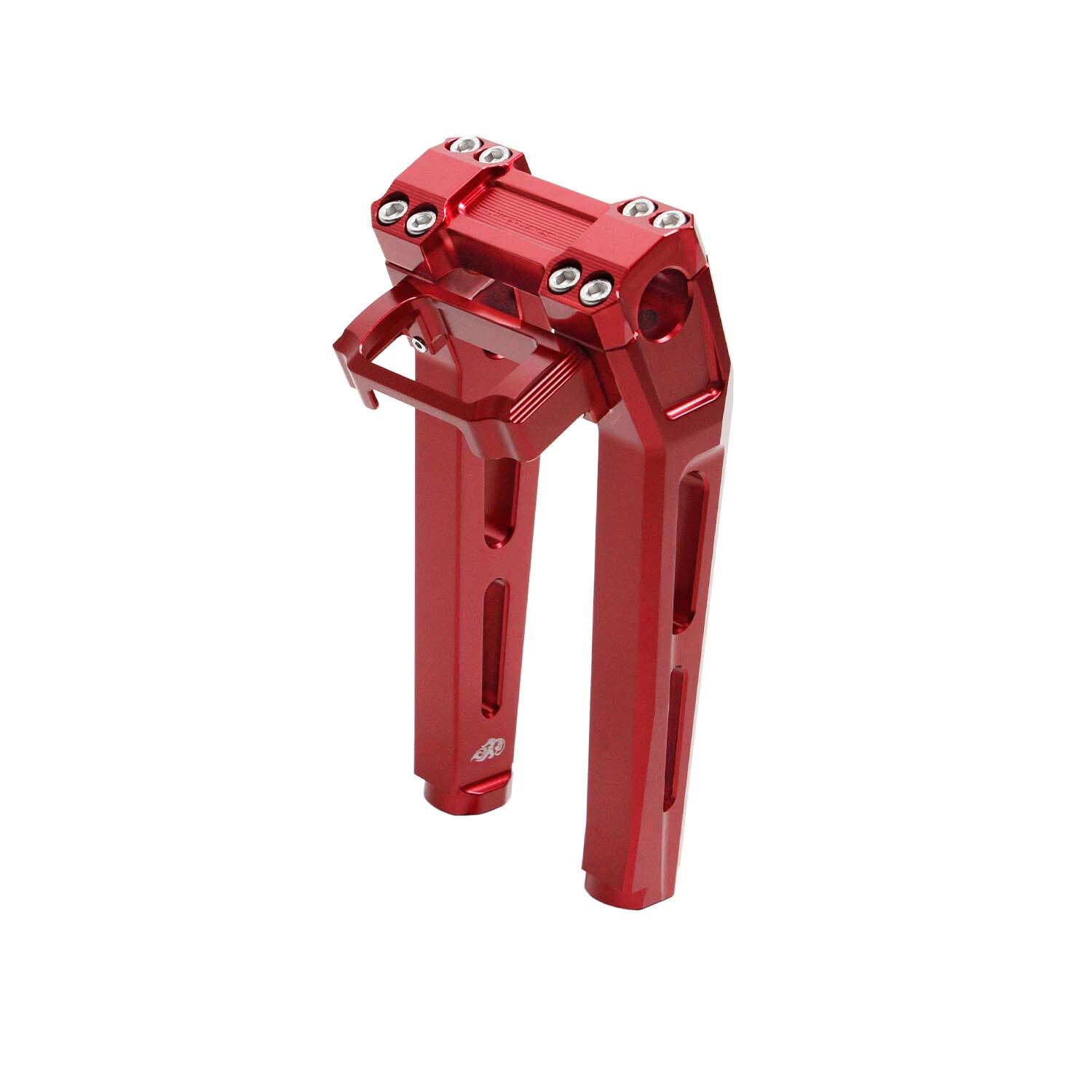 Red 10" Tall Pullback Handlebar Risers Kit for Harley Softail Dyna Road King