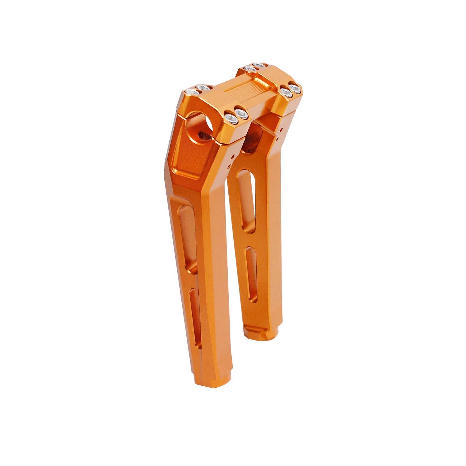 Orange 10" Tall Pullback Handlebar Risers Kit for Harley Softail Dyna Road King - Image 3