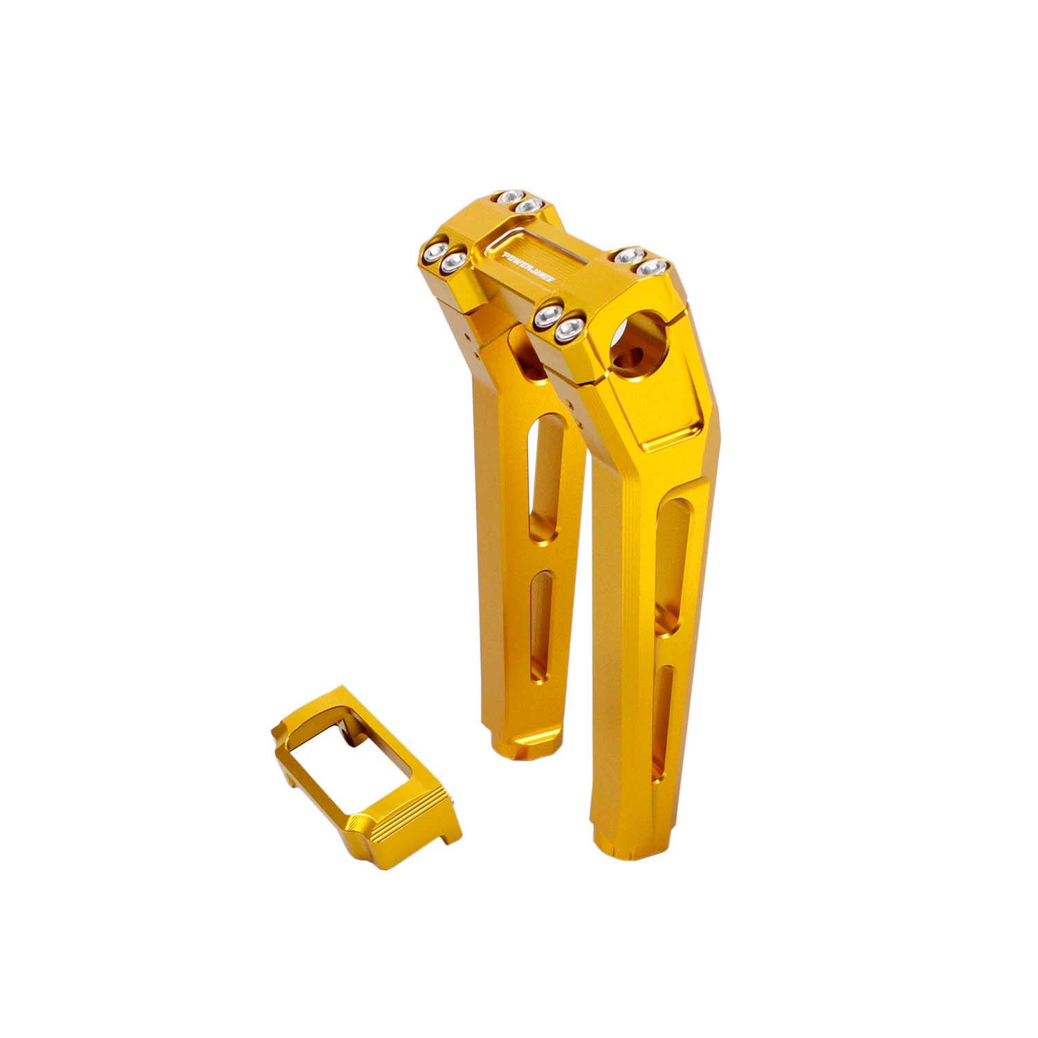 Gold 10" Tall Pullback Handlebar Risers Kit for Harley Softail Dyna Road King - Image 4