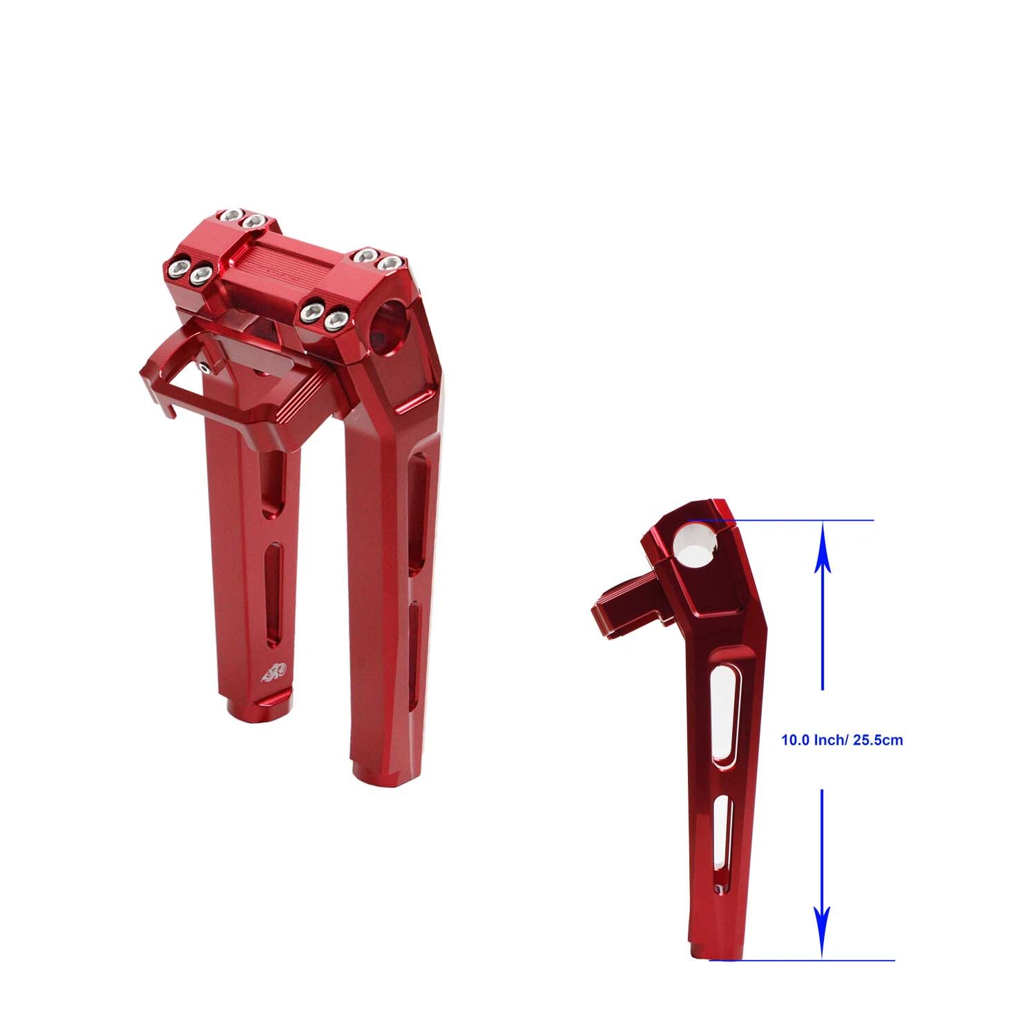 Red 10" Tall Pullback Handlebar Risers Kit for Harley Softail Dyna Road King - Image 5