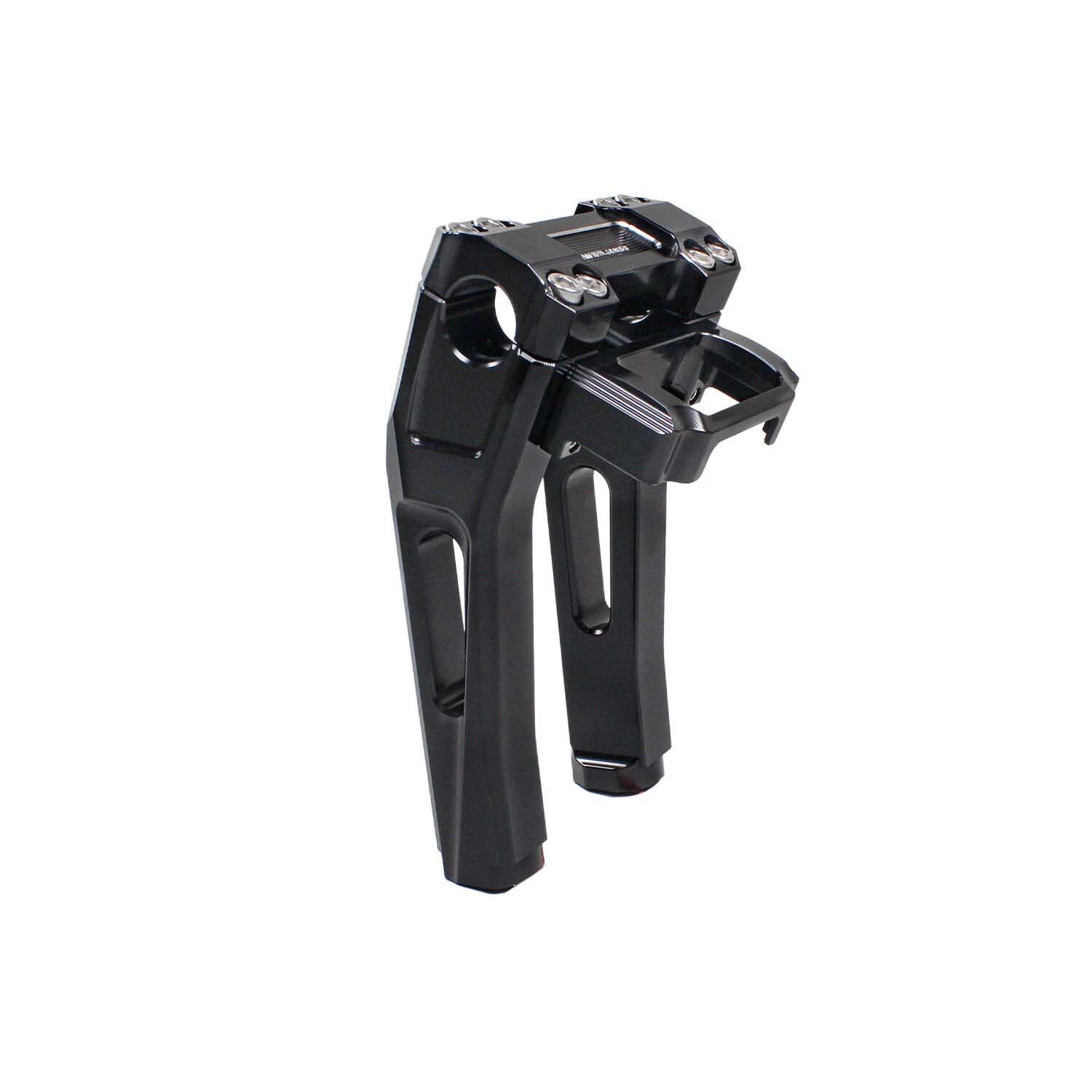 Black 8.0" Tall Pullback Handlebar Risers Kit for Harley Softail Dyna Road King - Image 3