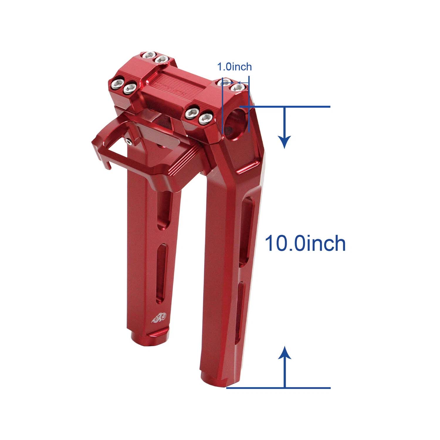 Red 10" Tall Pullback Handlebar Risers Kit for Harley Softail Dyna Road King - Image 4