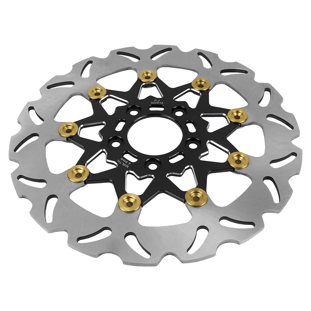 Black 11.5“ Gold Floating Front Brake Rotor for Harley 2000-13 Sportster Softail - Image 3