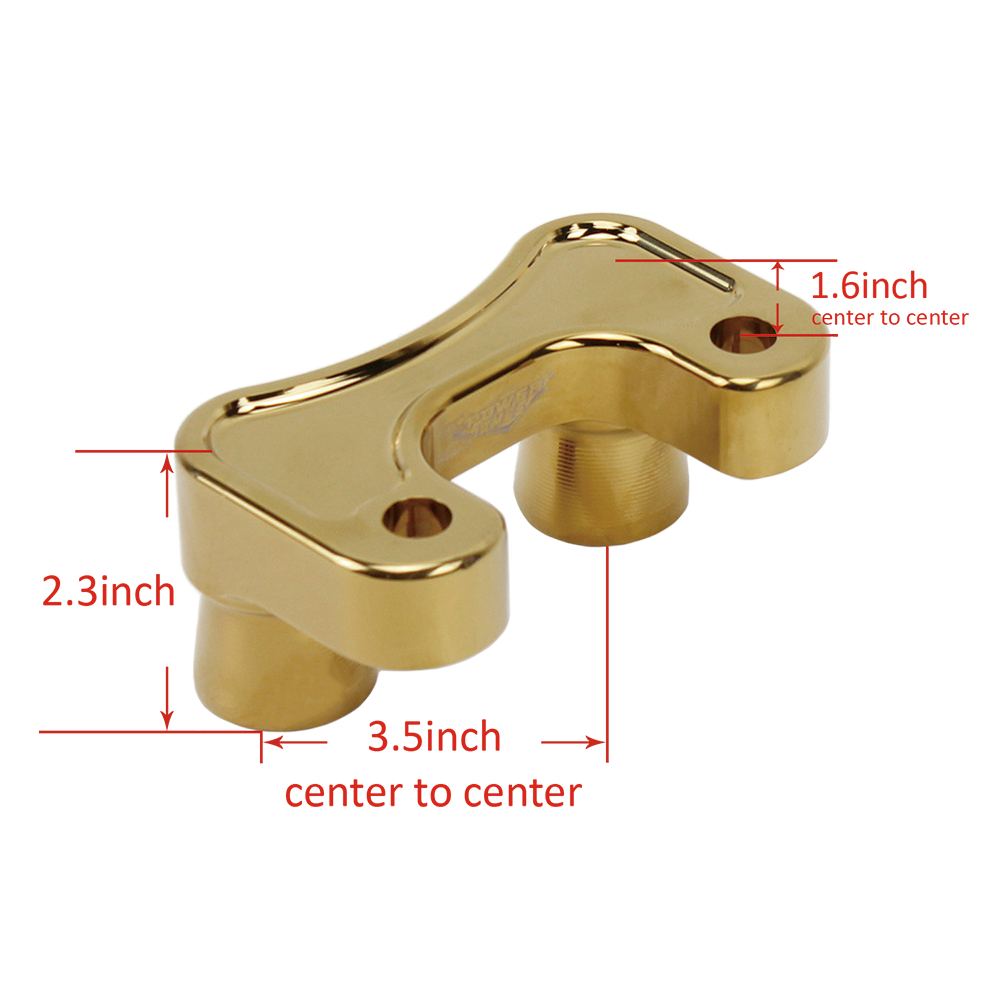 Gold 2 3/8" Tall Handlebar Risers Adapter for Harley Tourings Dyna Softail - Image 2