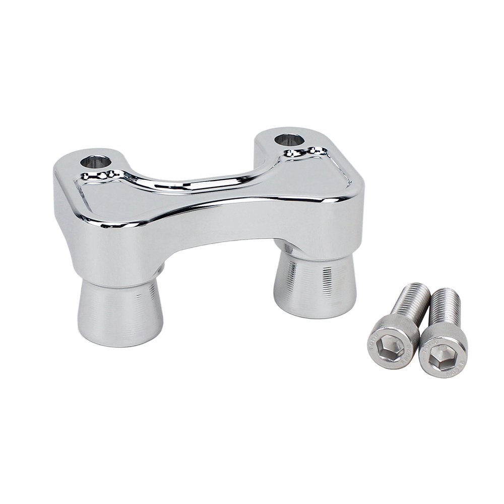 Chrome 2 3/8" Tall Handlebar Risers Adapter for Harley Tourings Dyna Softail - Image 4