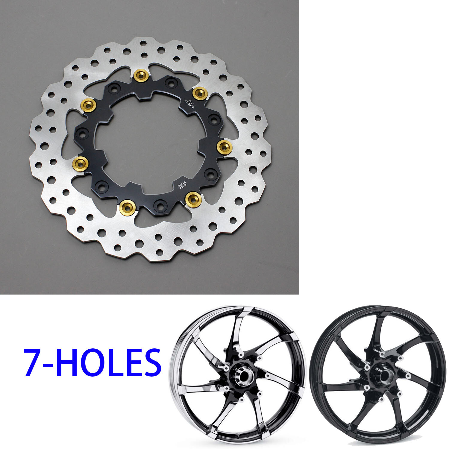 Black 11.8" Front Brake Rotor Disc for Harley Road King Street Glide Road Glide 09-19 - Image 6