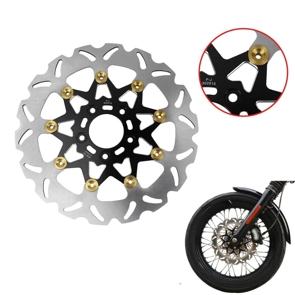 Black 11.5“ Gold Floating Front Brake Rotor for Harley 2000-13 Sportster Softail - Image 2