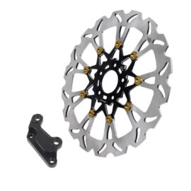 Black 14″ Big Front Brake Rotor w/Caliper Bracket for Harley 00-17 Dyna 00-14 Softail