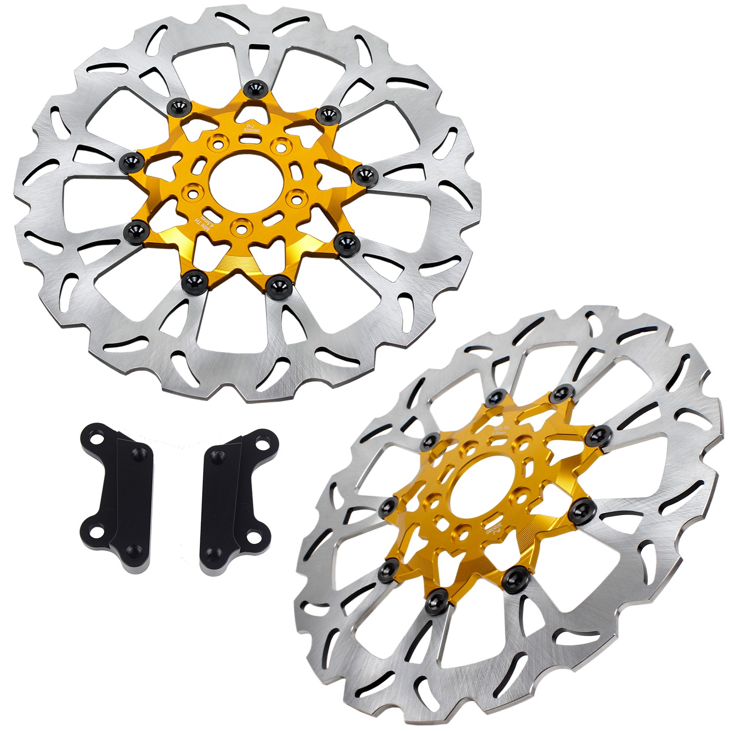 Orange 14" Real Floating Front Brake Rotor with Caliper Adapters for Harley 18-23 Fat Bob, Low Rider S/ST, FXDR114