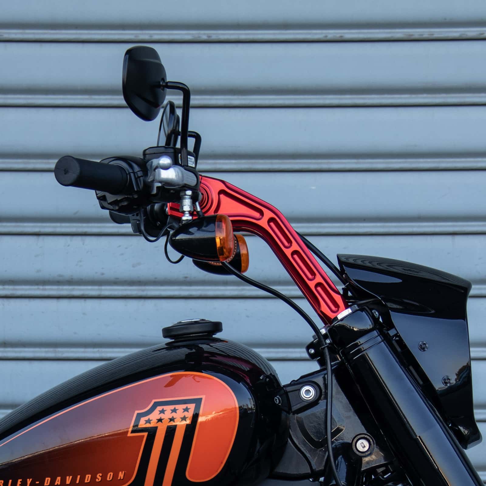 Hoprousa Aluminum Red 8-12" Risers with 2" Pullback For 1 /1.25" Adjustable Handlebar with Digital Gauge Clamp - Image 8