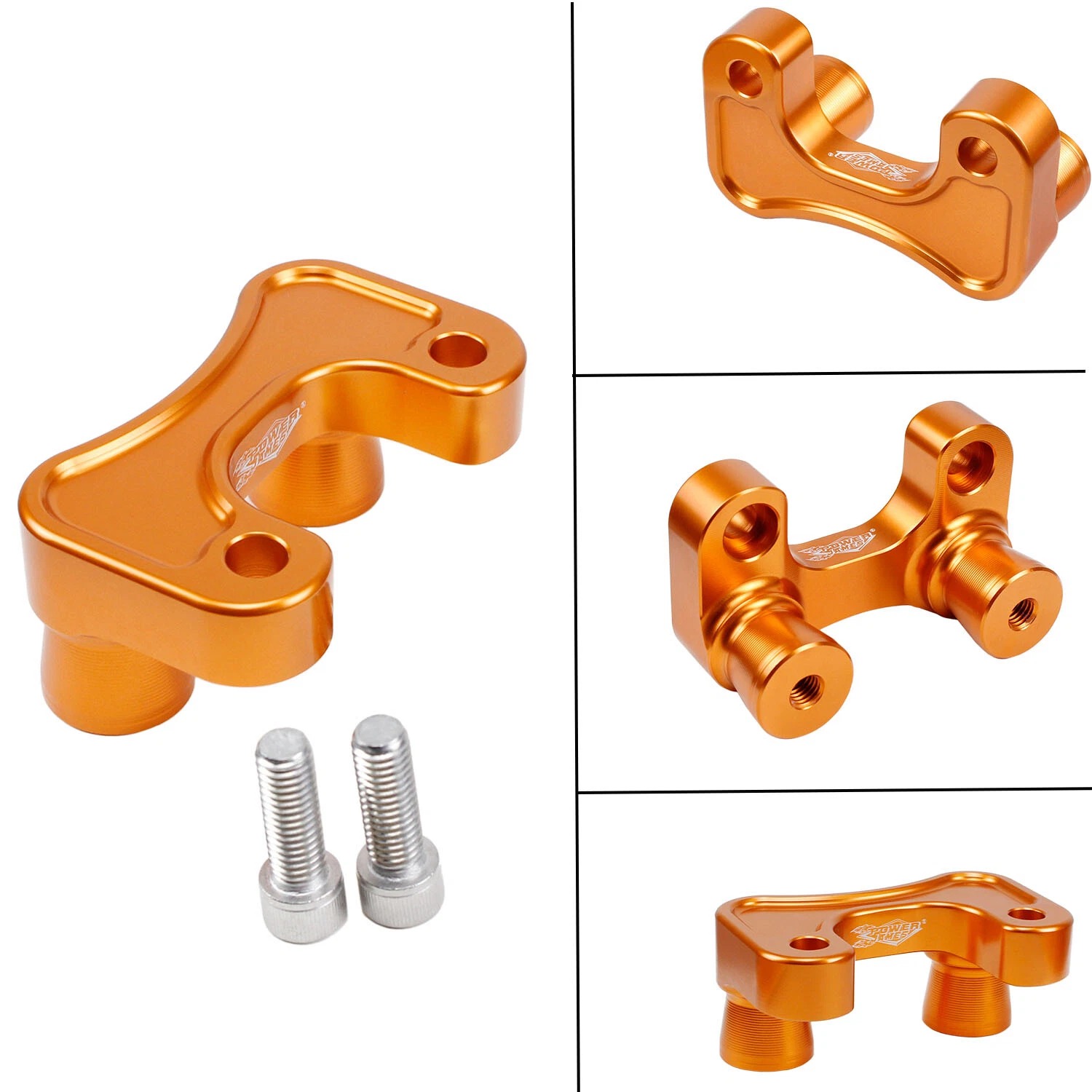 Orange 2 3/8" Tall Handlebar Risers Adapter for Harley Tourings Dyna Softail - Image 5