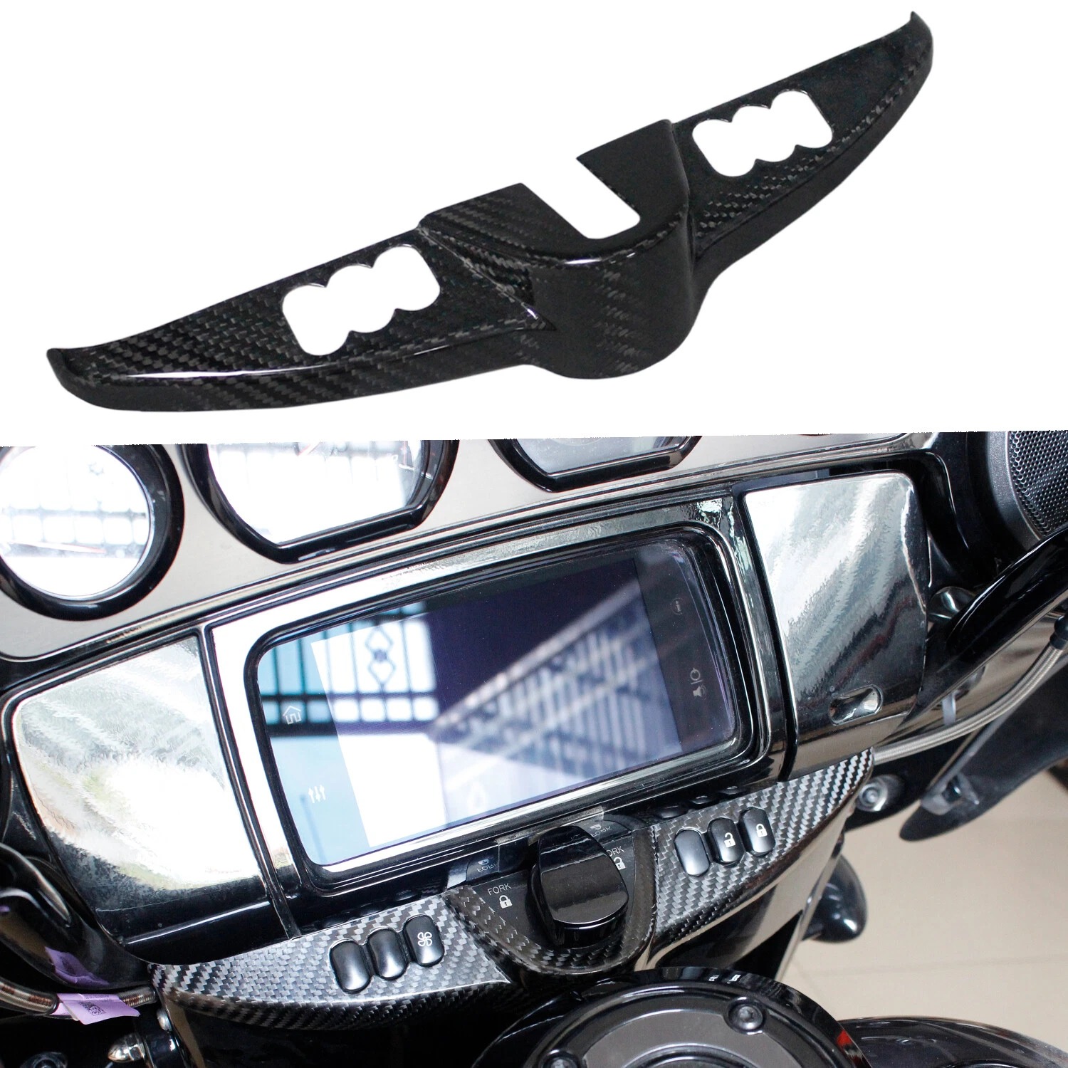 Carbon Fiber Inner Fairing Switch Dash Panel Trim for Harley Touring FLHX FLHTK - Image 6