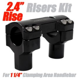 CNC-Cut Black Aluminum 1.25″ Handlebars Risers Kits for Harley Softail,Dyna, Road King