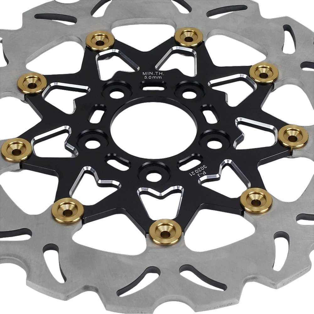 Black 11.5“ Gold Floating Front Brake Rotor for Harley 2000-13 Sportster Softail - Image 3