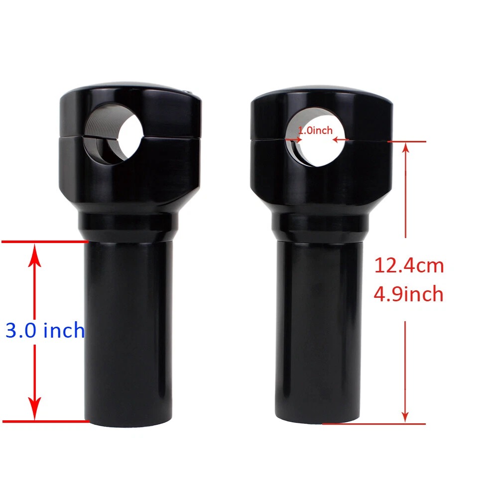 Black 5″ Tall 1.0″ Handlebar Springer Riser Clamp Kit for Harley Softail Bad Boy Cross Bones - Image 2