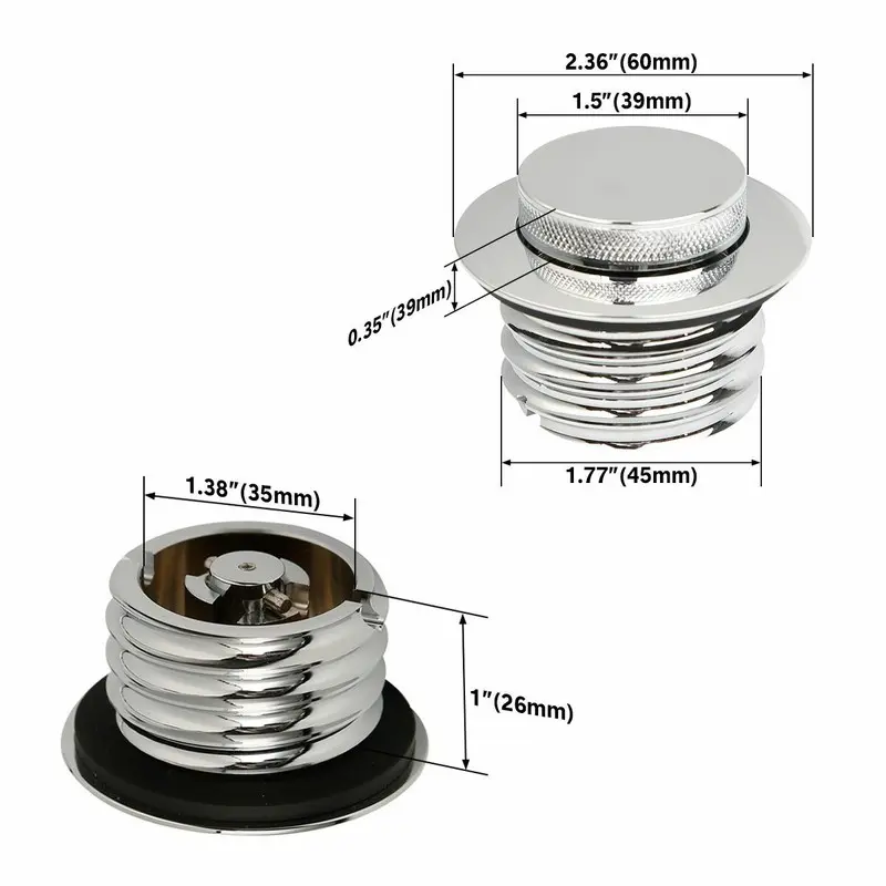 Chrome Flush Pop Up Oil Gas Cap Vented Fuel Tank For Harley 1982-up - Image 3
