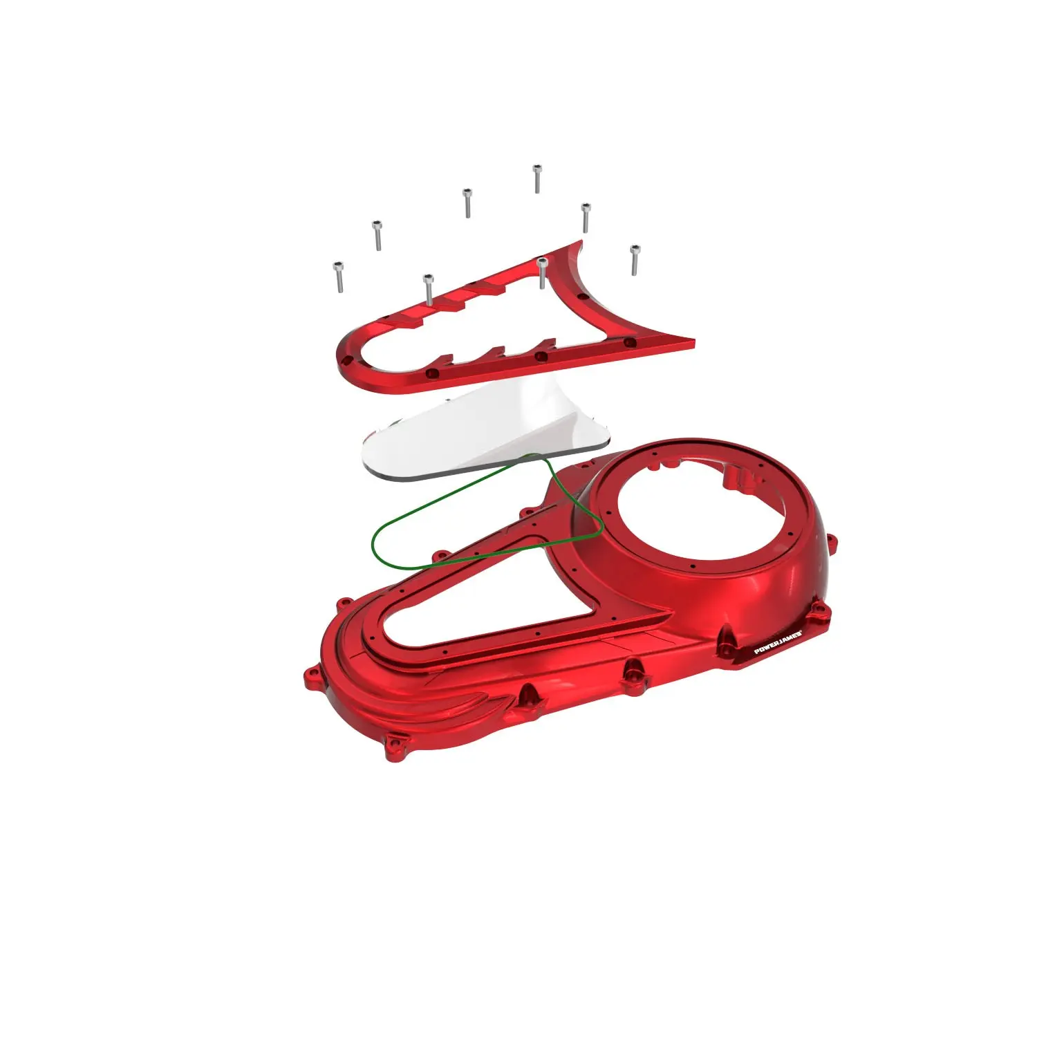 Red Visible Outer Primary Cover for Harley 2017-25 Touring FLTRX FLHX FLHT FLHR - Image 3