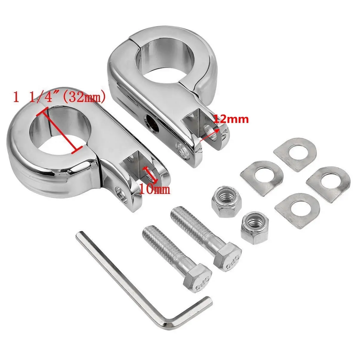 Chrome 1.25" Highway Foot Peg Mounting Kits For Harley Engine Guard Bar - Image 3