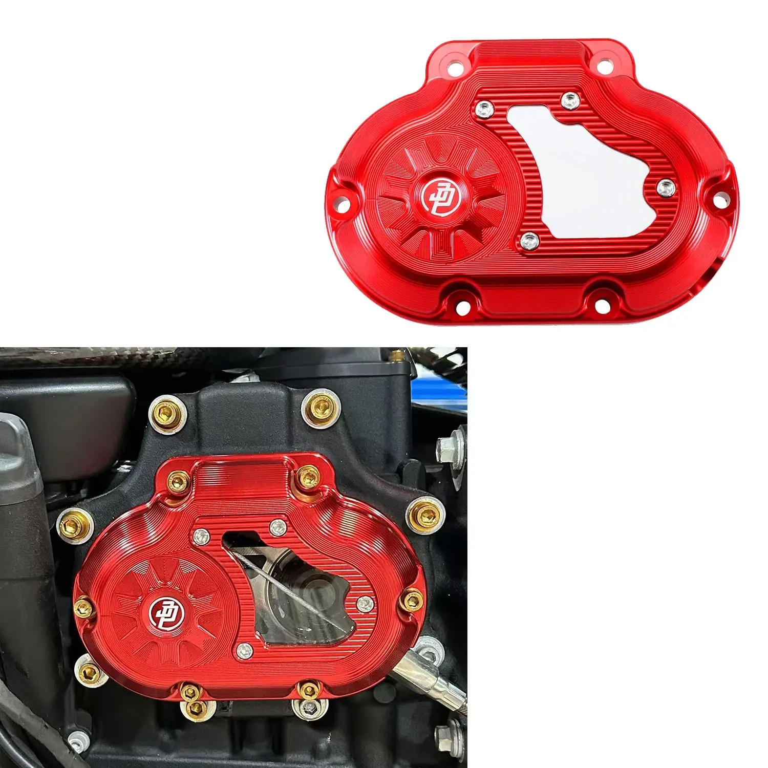Red Transmission Side Cover for Harley 07-16 Touring FL Softail, 06-17 Dyna FXD