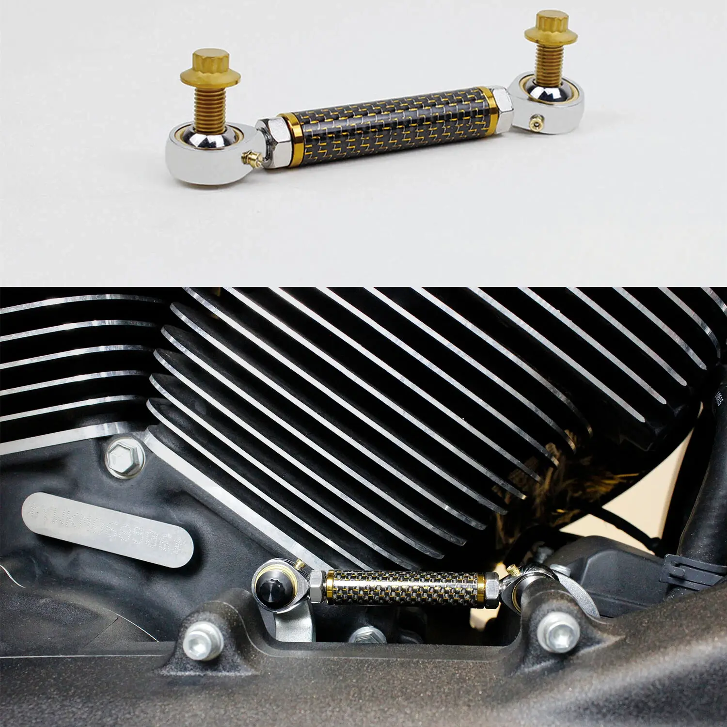 Yellow Carbon Fiber Softail Mid Control Shift Linkage for Harley FXST FXBB FXLR(Gold) - Image 2