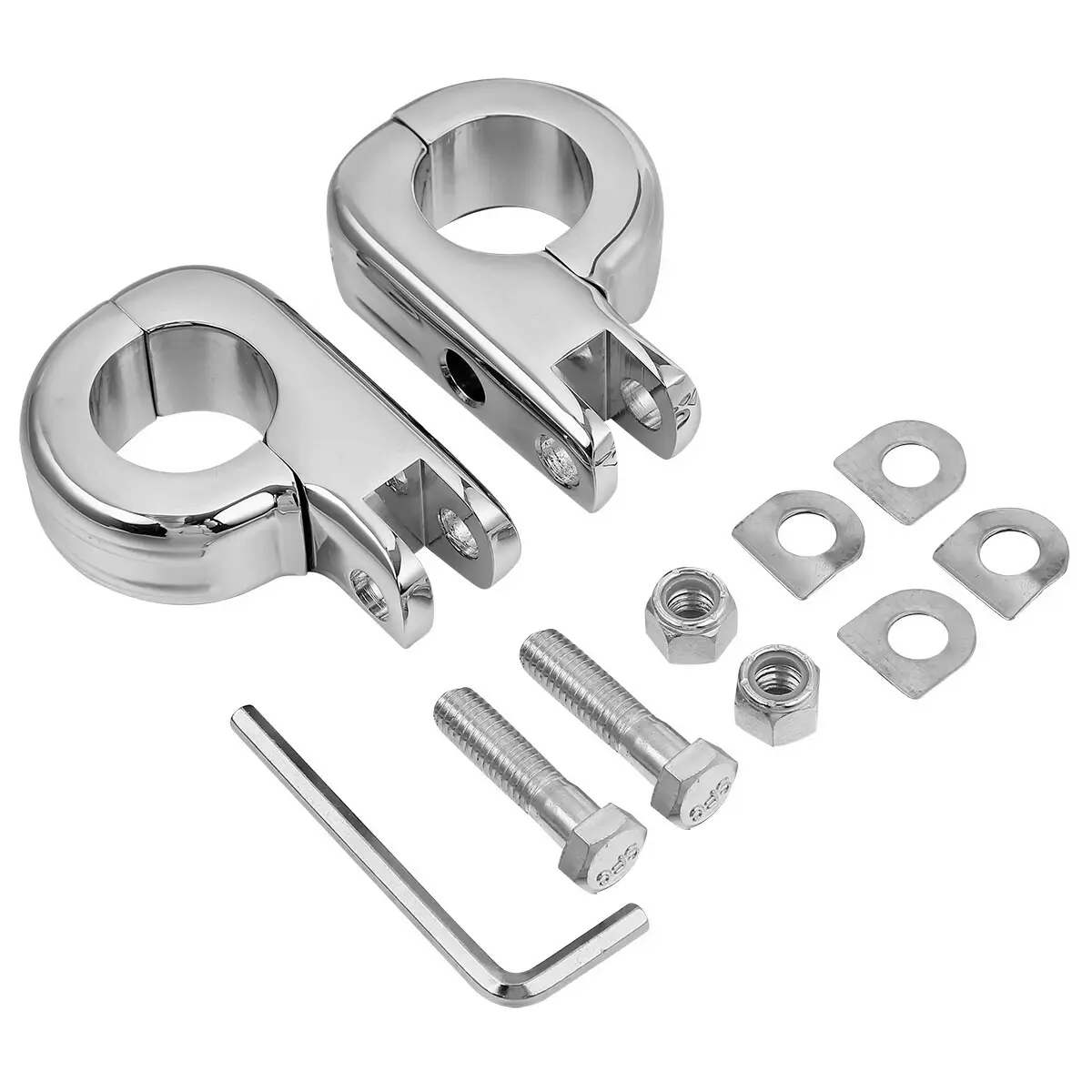 Chrome 1.25" Highway Foot Peg Mounting Kits For Harley Engine Guard Bar - Image 6