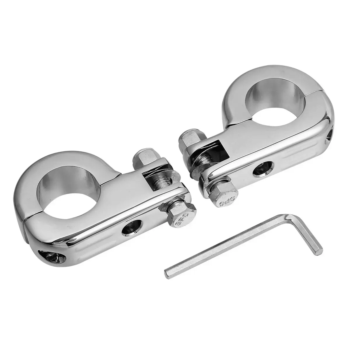 Chrome 1.25" Highway Foot Peg Mounting Kits For Harley Engine Guard Bar - Image 7