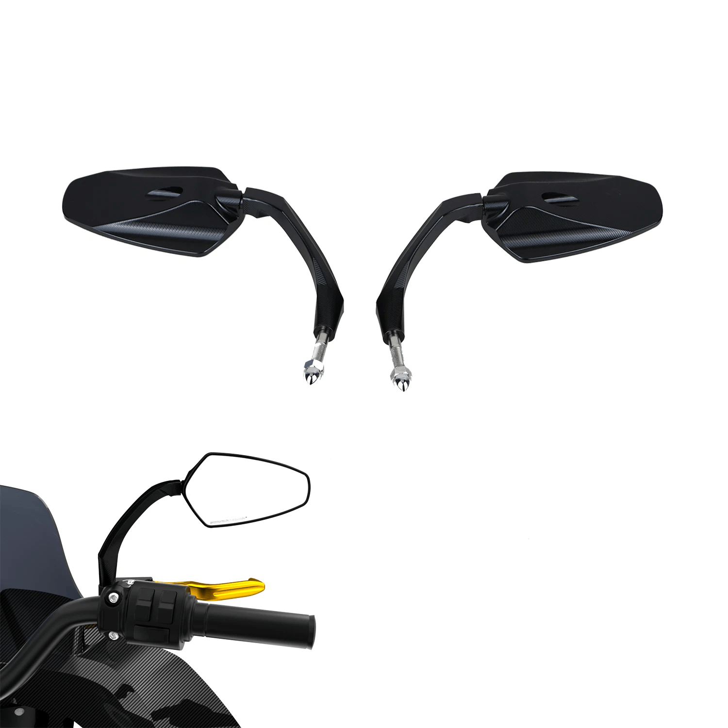 Black 4.3 inch Aluminum CNC Cut Motorcycle Rear View Mirrors for Harley Softail Dyna Sportster Touring - Image 4