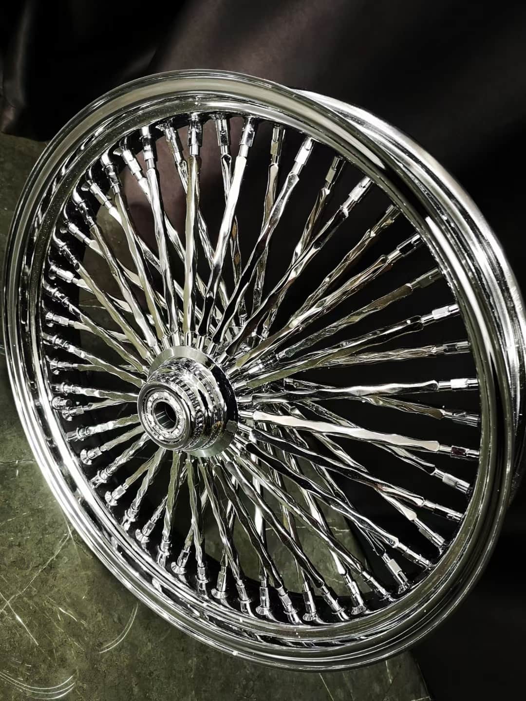 Fat 52 Stainless-Spoke Twisted Chrome Wheel for Harley Touring/Softail - Image 11
