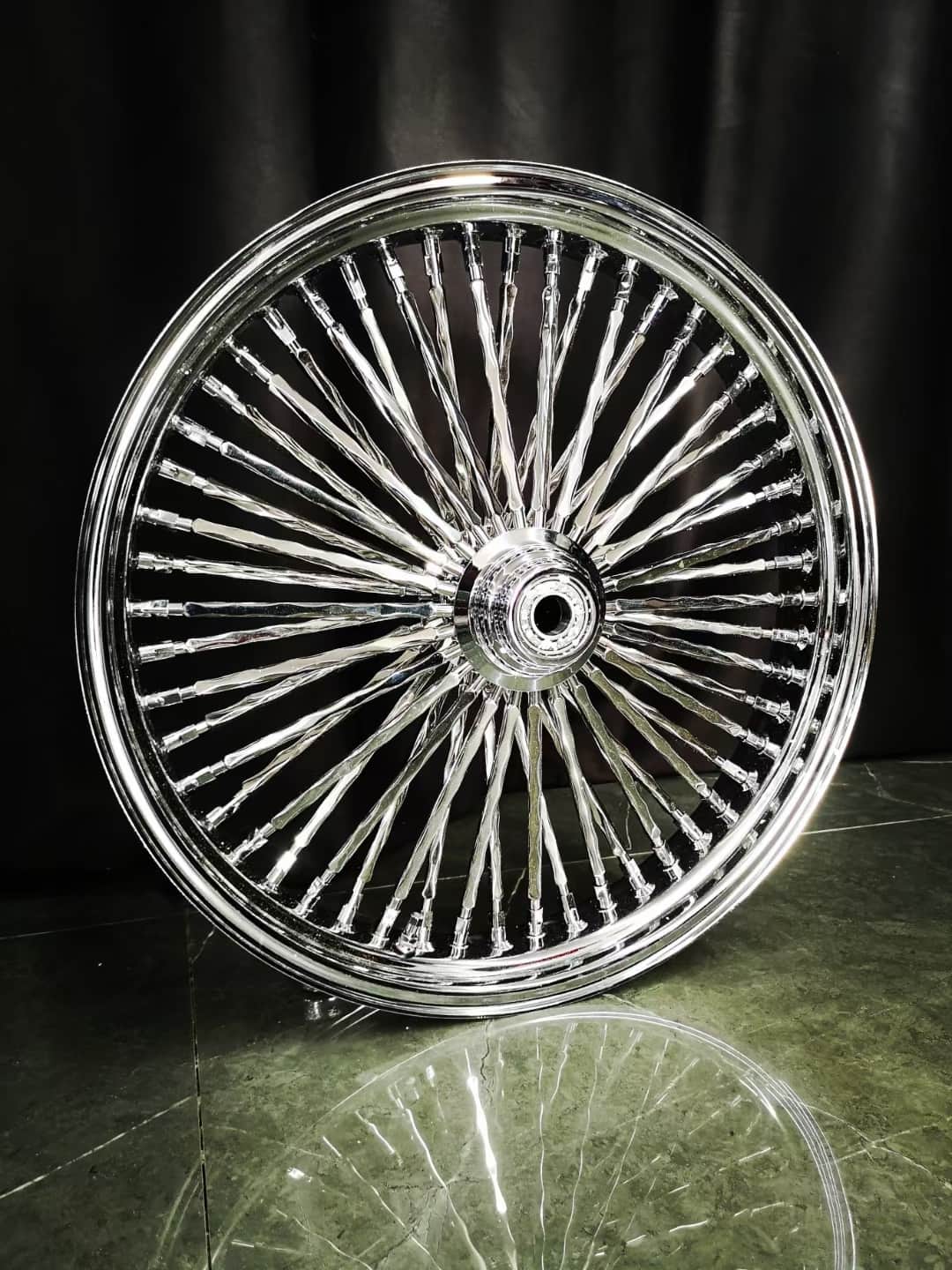 Fat 52 Stainless-Spoke Twisted Chrome Wheel for Harley Touring/Softail - Image 9
