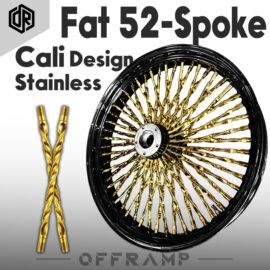 Fat 52 Stainless-Spoke Cali Design Black&Gold Wheel for Harley Touring/Softail