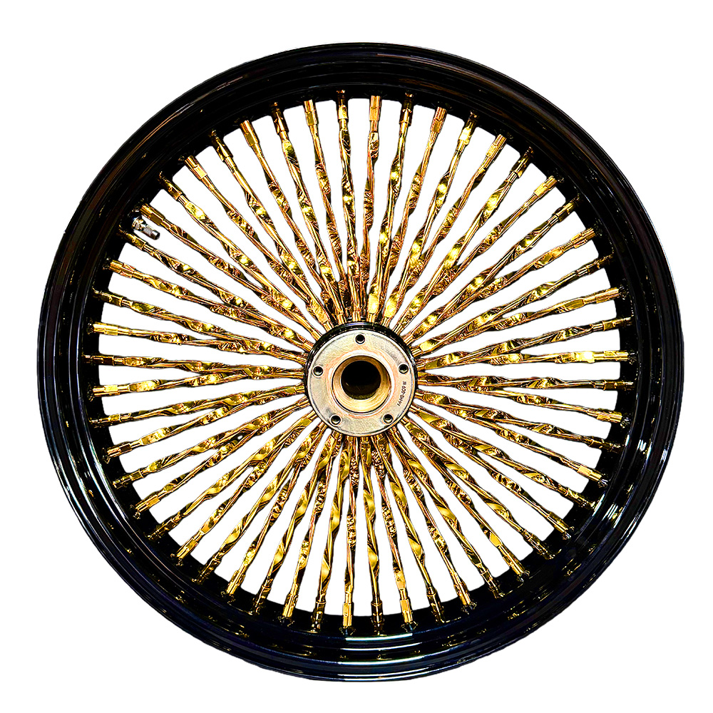 Fat 52 Stainless-Spoke Cali Design Black&Gold Wheel for Harley Touring/Softail - Image 2