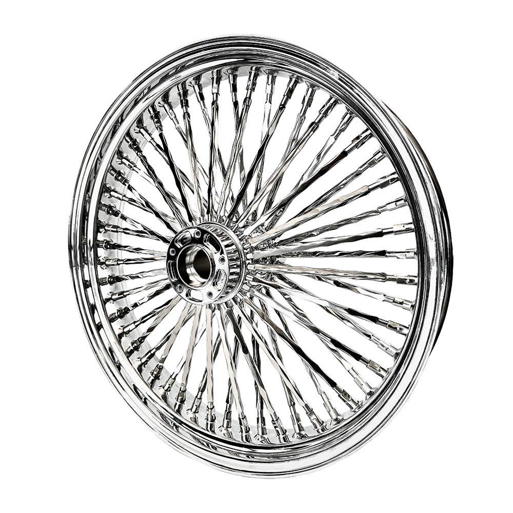 Fat 52 Stainless-Spoke Twisted Chrome Wheel for Harley Touring/Softail - Image 3