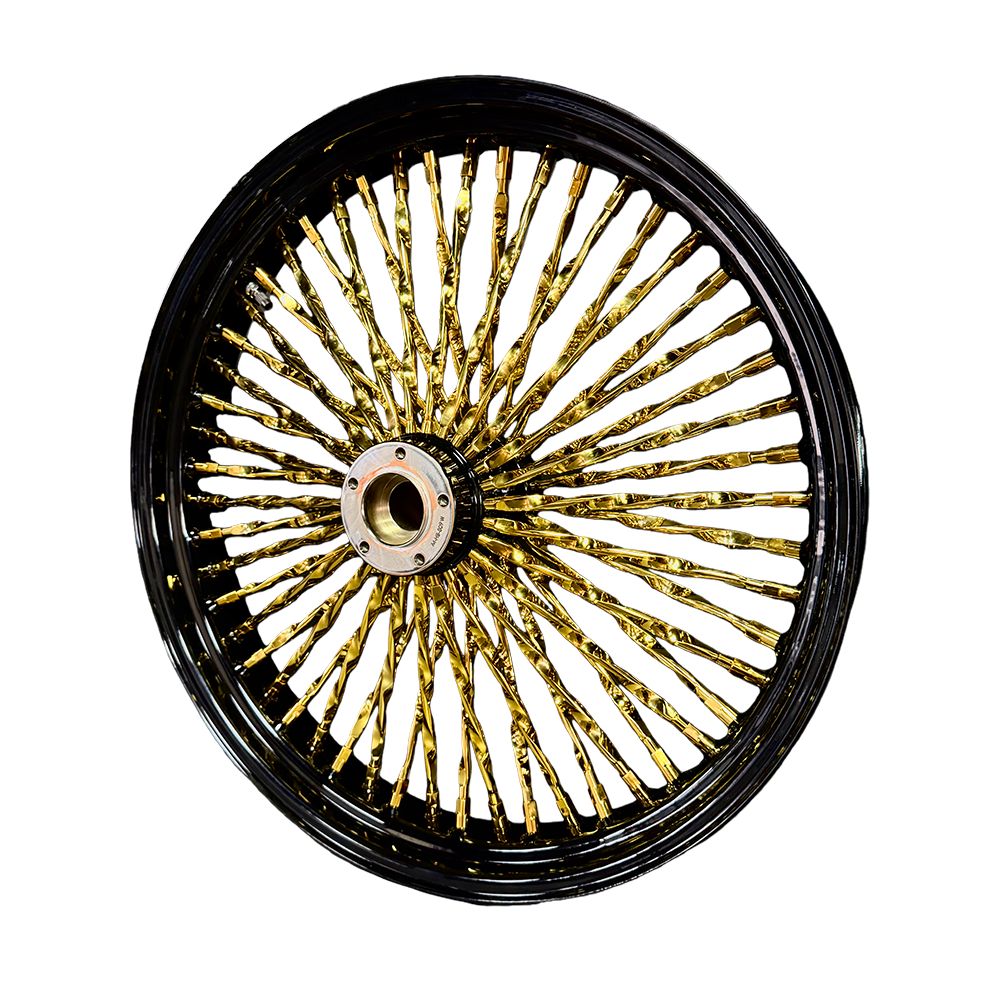 Fat 52 Stainless-Spoke Cali Design Black&Gold Wheel for Harley Touring/Softail - Image 3