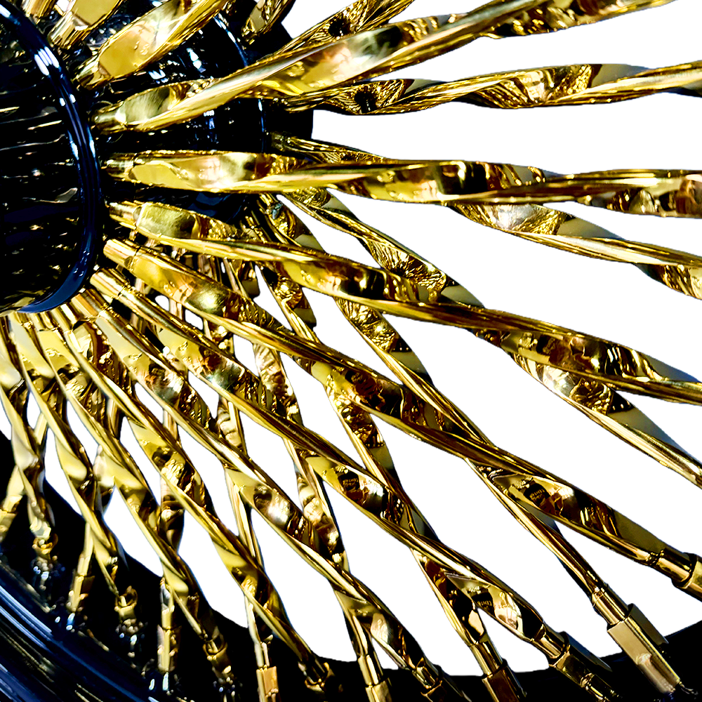 Fat 52 Stainless-Spoke Cali Design Black&Gold Wheel for Harley Touring/Softail - Image 7