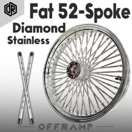 Fat 52 Stainless-Spoke Diamond Chrome Wheel for Harley Touring/Softail