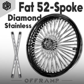 Fat 52 Stainless-Spoke Diamond Black Wheel (Chrome Spoke) for Harley Touring/Softail
