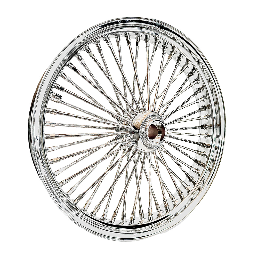 Fat 52 Stainless-Spoke Diamond Chrome Wheel for Harley Touring/Softail - Image 4