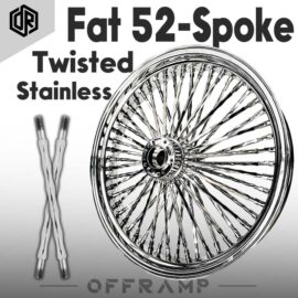 Fat 52 Stainless-Spoke Twisted Chrome Wheel for Harley Touring/Softail
